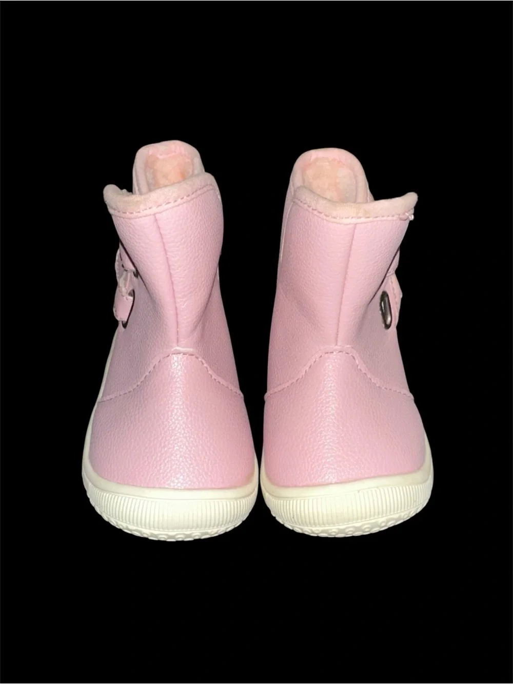 Girls' Pink Faux-Leather Cozy Lined Ankle Boots